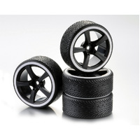 Absima Wheel Set Drift 5-Spoke "Profile B" Rim black/Ring white 1:10 (4)