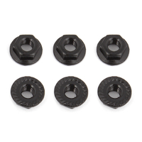 Wheel Nuts, M4, Serrated, flanged, black steel