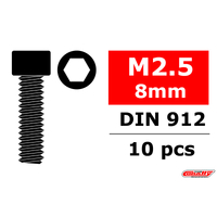 Team Corally - Steel Screws M2.5 x 8mm - Hex Socket Head - 10 pcs