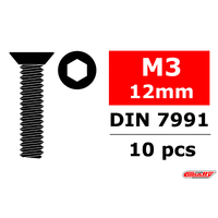Team Corally - Steel Screws M3 x 12mm - Hex Flat Head - 10 pcs