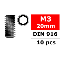 Team Corally - Steel Set Screws M3 x 20mm - Hex - 10 pcs