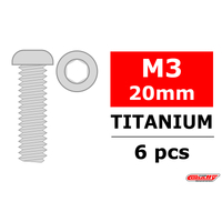 Team Corally - Titanium Screws M3 x 20mm - Hex Button Head - 6 pcs