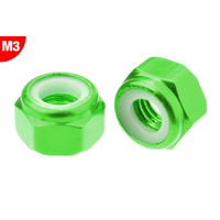 Team Corally - Aluminium Nylstop Nut - M3 - Green - 10 pcs