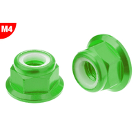 Team Corally - Aluminium Nylstop Nut - M4 - Flanged - Green - 10 pcs