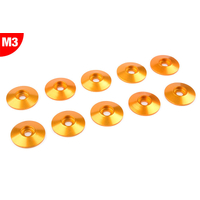 Team Corally - Aluminium Washer - for M3 Button Head Screws - OD=15mm - Gold - 10 pcs