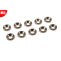 Team Corally - Aluminium Washer - for M3 Flat Head Screws - OD=8mm - Gun Metal - 10 pcs