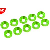 Team Corally - Aluminium Washer - for M5 Flat Head Screws - OD=12mm - Green - 10 pcs