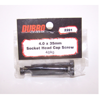 DUBRO 2281 4.0MM X 35 SOCKET-HEAD CAP SCREWS (4 PCS/PACK)
