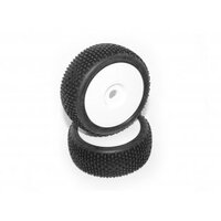 HB KHAOS Mounted Tire (Red/White Wheel/ 1/8 Buggy/2pcs)