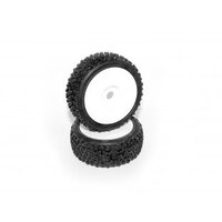 HB PROTO Mounted Tire (White/White Wheel/ 1/8 Buggy/2pcs)