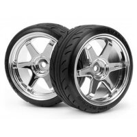 HPI Mounted Super Drift Tire (A Type) on TE37 Wheel Chrome (2pc