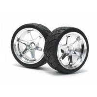 HPI Mounted X-Pattern Tire D Compound on TE37 Wheel Chrome (2pc