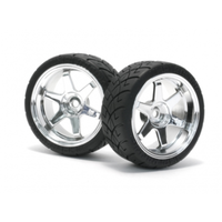 HPI Mounted X-Pattern Tire D Compound on TE37 Wheel Chrome (2pc