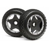 HPI Dirt Buster Rib Tire M Compound on Black Wheel (2pcs)