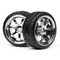 HPI Mounted T-Grip Tire 26mm on Rays 57S-Pro Wheel Chrome (2pcs