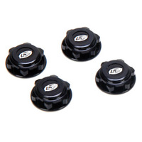 Team Losi Covered 17mm Wheel Nuts, Alum, Black: 8/T 2.0