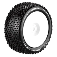 T-PIRATE - 1-8 Truggy Tire Set - Mounted - Super Soft - White Wheels - 0-Offset - Hex 17mm 