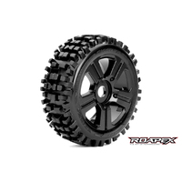 RHYTHM 1/8 BUGGY TIRE BLACK WHEEL WITH 17MM HEX MOUNTED