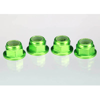 Traxxas Green-Anodized Aluminium 4mm Flanged, Serrated Lock Nut