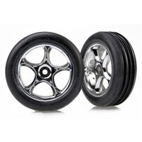Traxxas Alias Ribbed Tires w/ Tracer 2.2" Chrome Wheels (Assemb
