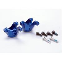 TRAXXAS Steering blocks/ axle housings, blue-anodized 6061-T6 aluminum/ (l&r) w/ metal inserts(3x4.5x5.5mm)