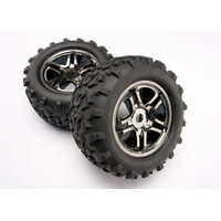 Traxxas Maxx Tires, SS Black Chrome Wheels, Foam Inserts (Assem
