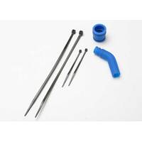 Traxxas Pipe Coupler, Molded (Blue)/ Exhaust Deflector (Rubber,