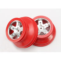 Traxxas Wheels, SCT Satin Chrome/Red (2) (4WD F/R, 2WD Rear)