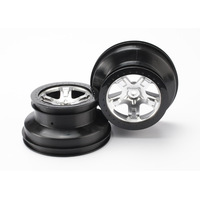 Traxxas Wheels, SCT Satin Chrome/Black (2) (4WD F/R, 2WD Rear)