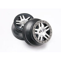 Traxxas Wheels, SCT Satin Chrome/Black (2) (2WD Front)