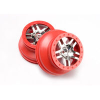 Traxxas Wheels, SCT Chrome/Red (2) (2WD Front)