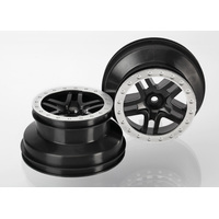 Traxxas Wheels, SCT Black/Satin Chrome (2) (2WD Front)