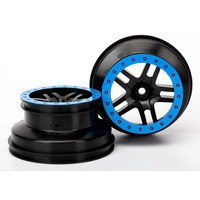 Traxxas Wheels, SCT Black/Blue (2) (2WD Front)