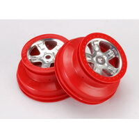 Traxxas Wheels, SCT Satin Chrome/Red (2)