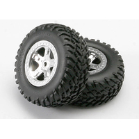Traxxas Tires & Wheels, Assembled, Glued (SCT Satin Chrome/Blac