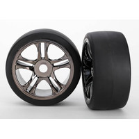 Traxxas Tires & Wheels, Assembled, Glued (Split-Spoke Black Chr