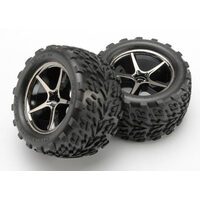 Traxxas Tires & Wheels, Assembled, Glued (Gemini Black Chrome W