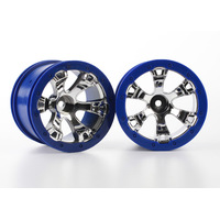Traxxas Wheels, Geode 2.2" (Chrome, Blue Beadlock Style) (2)