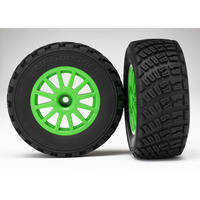 Traxxas Tires & Wheels, Assembled, Glued (Green Wheels) (2)