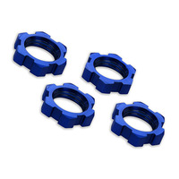 Traxxas Wheel Nuts, Splined, 17mm, Serrated (Blue-Anodized) (4)