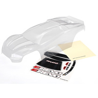 TRAXXAS Body, E-Revo® (clear, requires painting)/ window, grille, lights decal sheet