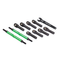 TRAXXAS Toe links, E-Revo® VXL (TUBES green-anodized, 7075-T6 aluminum, stronger than titanium) (144mm) (2)/ rod ends, assembled with steel hollow bal