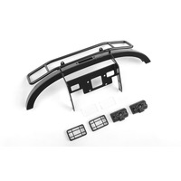 Ranch Steel Front Winch Bumper w/ Lights for Axial 1/10 SCX10 II UMG10 (Black)