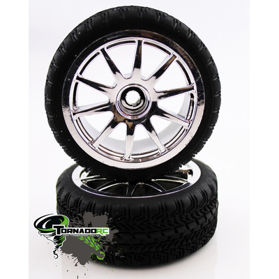 TORNADO RC 1/10 CHROME TIRES BRIGHT SILV 1 PAIR NOT GLUED