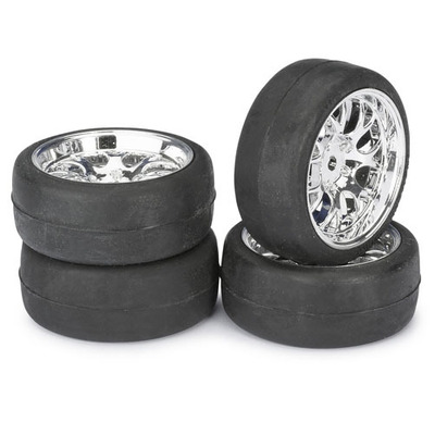 Wheel Set Onroad LP "Comb / Slick" chrome 1:10 (4 pcs)