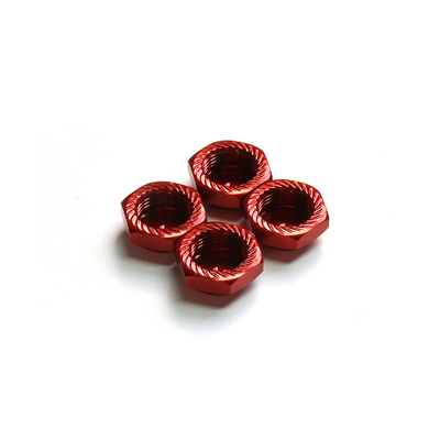 Serrated Cap Nut M12*1.0 Red (4pcs)-Alumina material