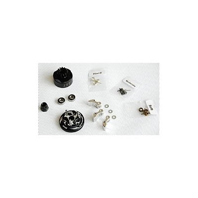 Clutch Bell  COMBO SET(Clutch bell 13T with vented*1+ Bearing 5*10 ( 2pcs) + 34 mm Flywheel (Black)*1 + 3pc Type cluth shoe (Alum) with 3 differ