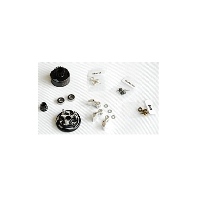 Clutch Bell  COMBO SET(Clutch bell 14T with vented*1+ Bearing 5*10 ( 2pcs) + 34 mm Flywheel (Black)*1 + 3pc Type cluth shoe (Alum) with 3 different s