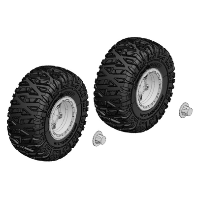 Team Corally - Tire and Rim Set - Truck - Chrome Rims - 1 Pair