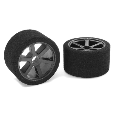 Team Corally - Attack foam tires - 1/12 Circuit - 35 shore Double Pink - Front - Carbon rims - 2 pcs